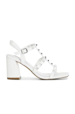 sandali in pelle con borchie bianco