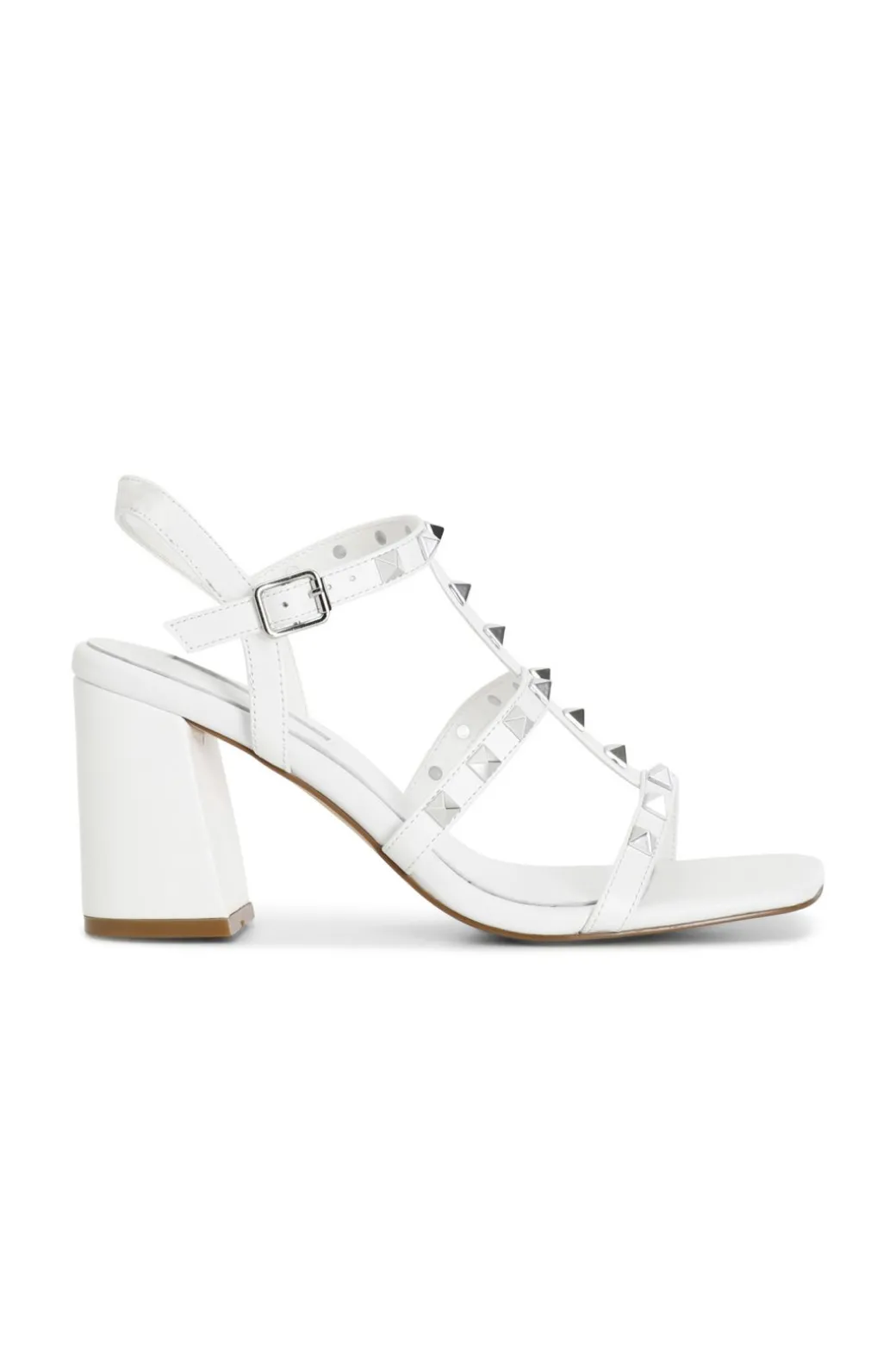 sandali in pelle con borchie bianco