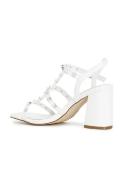 sandali in pelle con borchie bianco