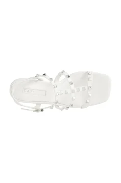 sandali in pelle con borchie bianco