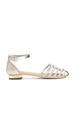 sandali in pelle con toppone mignon strass platino