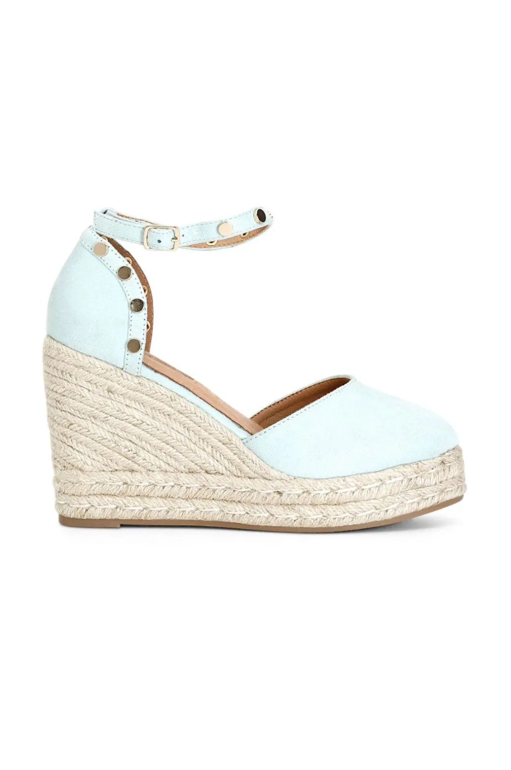 sandali in tessuto e zeppa in corda acqua marina