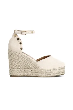 sandali in tessuto e zeppa in corda sabbia