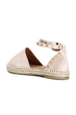 sandali in tessuto su fondo corda cipria