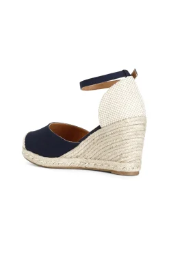 sandali in tessuto su zeppa corda blu