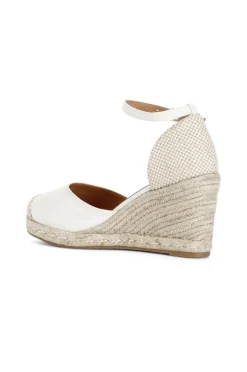 sandali in tessuto su zeppa corda beige