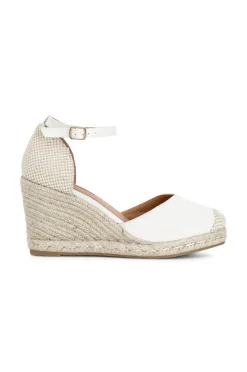 sandali in tessuto su zeppa corda beige
