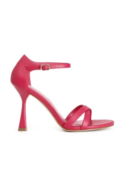 sandali incrocio con toppone in pelle fuxia