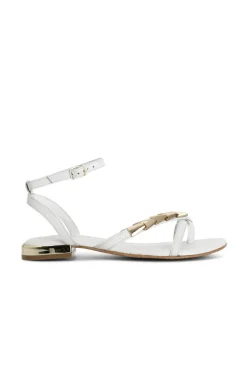 sandali infradito in pelle con accessorio bianco