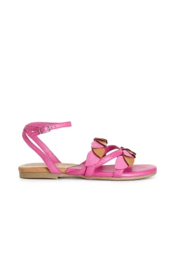 sandali infradito in pelle con laccio alla caviglia multi fuxia