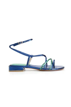 sandali schiava effetto laminato cobalto