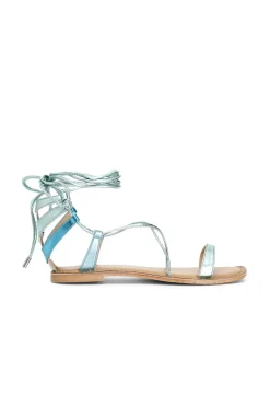 sandali schiava in pelle metallizzata azzurro