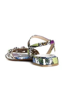 sandali stampa effetto pitonato con strass argento