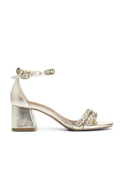 sandali toppone chiuso in metallizzato con strass platino