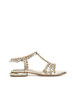 sandalo a "t" con strass platino