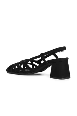 scarpe in suede realizzate in camoscio con gabbia asimmetrica intrecciata nero