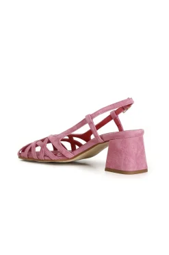 scarpe in suede realizzate in camoscio con gabbia asimmetrica intrecciata rosa