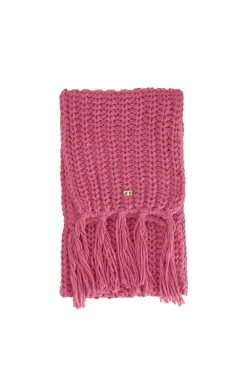 sciarpa con frange lavorata a treccia fuxia