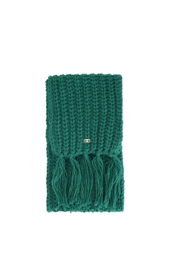 sciarpa con frange lavorata a treccia smeraldo