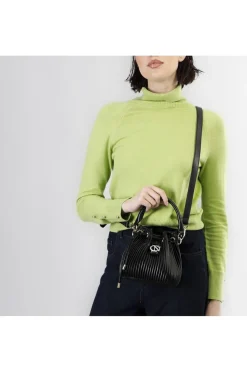 secchiello  con coulisse in plissè nero