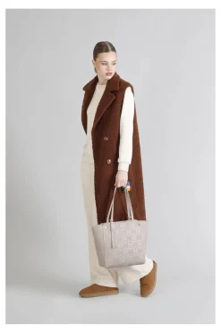 shopping con logo embossed taupe