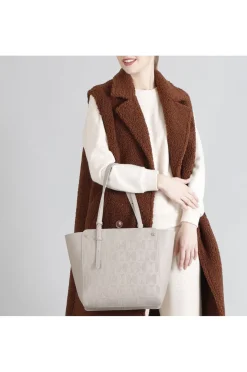 shopping con logo embossed taupe