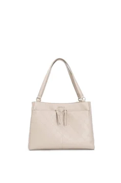 shopping con tasche con stampa logo embossed all over tortora