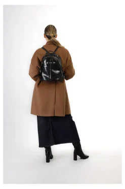 shopping  trapuntata con motivo a rombi e tasca con pattina trapuntata con motiv nero