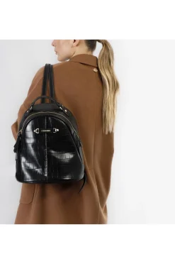 shopping  trapuntata con motivo a rombi e tasca con pattina trapuntata con motiv nero