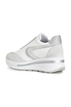 slip-on da donna in pelle e glitter bianco