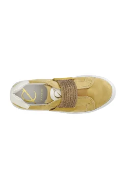 slip-on in camoscio con fascia strass giallo