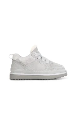 sneaker in pelle scamosciata ghiaccio