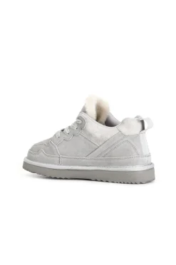 sneaker in pelle scamosciata ghiaccio