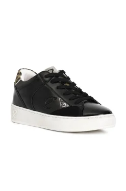 sneakers da donna effetto laminato nero/maculato