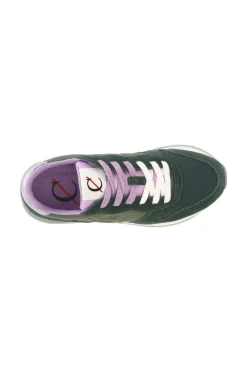 sneakers da donna in pelle scamosciata e tessuto verde