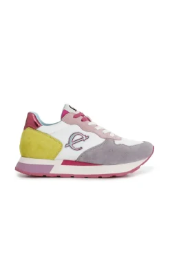 sneakers da donna in pelle scamosciata e tessuto multi glicine