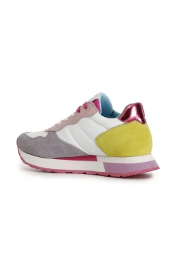 sneakers da donna in pelle scamosciata e tessuto multi glicine