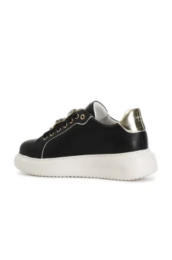 sneakers da donna in pelle con accessori gioiello removibili nero