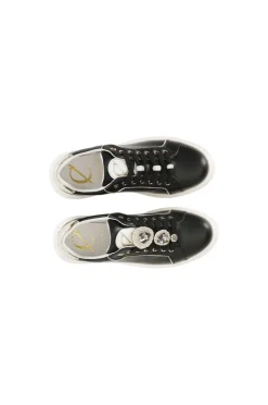 sneakers da donna in pelle con accessori gioiello removibili nero
