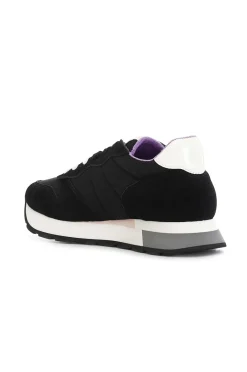 sneakers da donna in pelle scamosciata e tessuto nero
