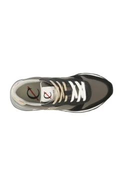 sneakers da donna in pelle scamosciata e tessuto multi nero