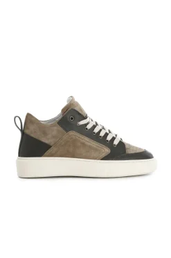 sneakers da uomo in camoscio e pelle camouflage multibeige