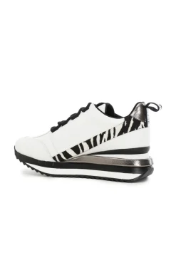 sneakers in pelle con inserti animalier e laminati