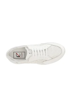 sneakers in pelle e pizzo bianco