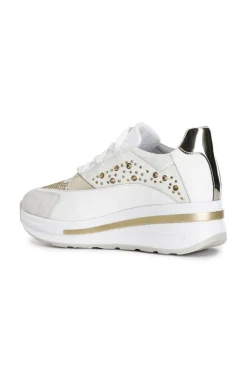 sneakers in pelle e strass bianco