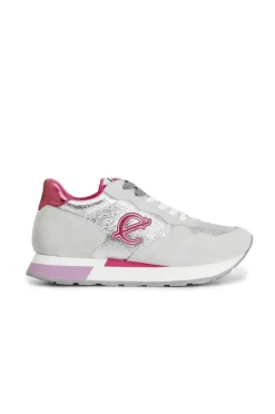 sneakers in pelle scamosciata e glitter off white