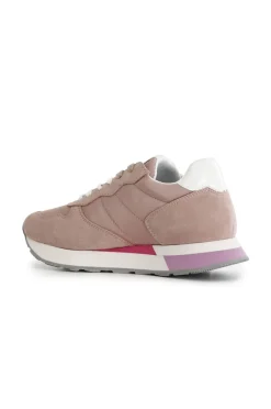 sneakers in pelle scamosciata e tessuto cipria