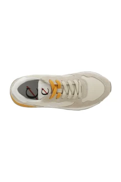 sneakers in pelle scamosciata e tessuto beige