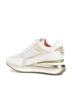 sneakers in tessuto con zip multi panna