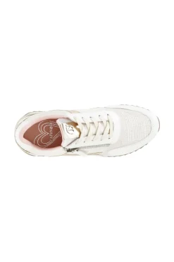 sneakers in tessuto con zip multi panna